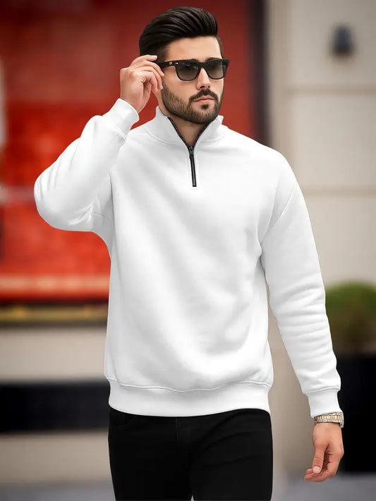 Quarter-Zip Sweatshirt | Alaric – Milk White