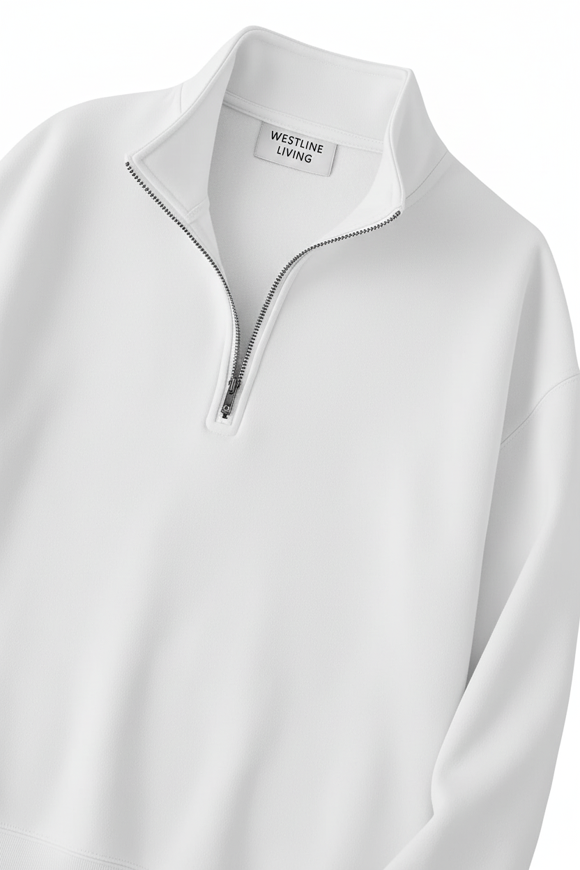 Quarter-Zip Sweatshirt | Alaric – Milk White