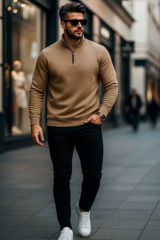 Quarter-Zip Sweatshirt | Ronan – Espresso