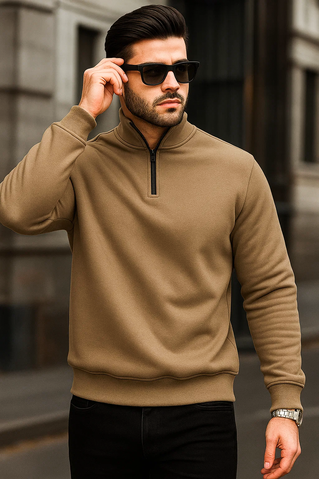 Quarter-Zip Sweatshirt | Ronan – Espresso
