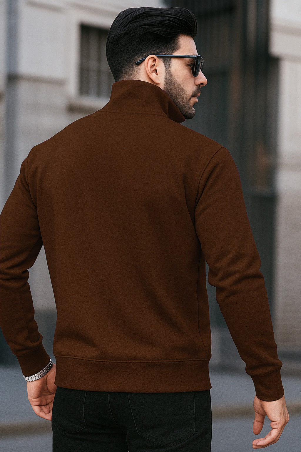 Quarter-Zip Sweatshirt | Theron – Dark Cocoa