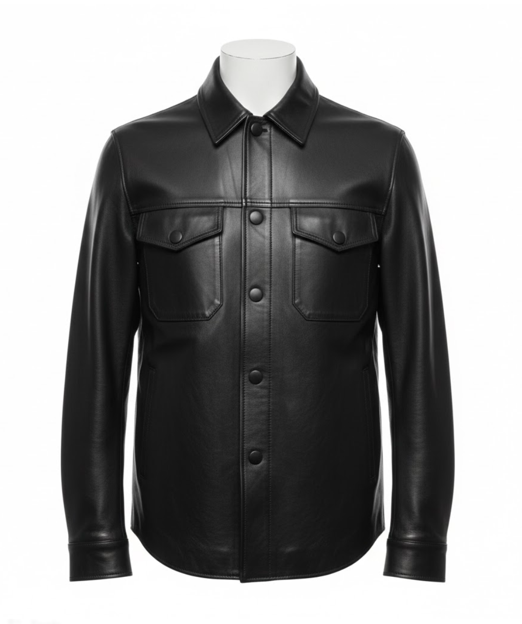 Zelvan – Structured Leather Overshirt Jacket