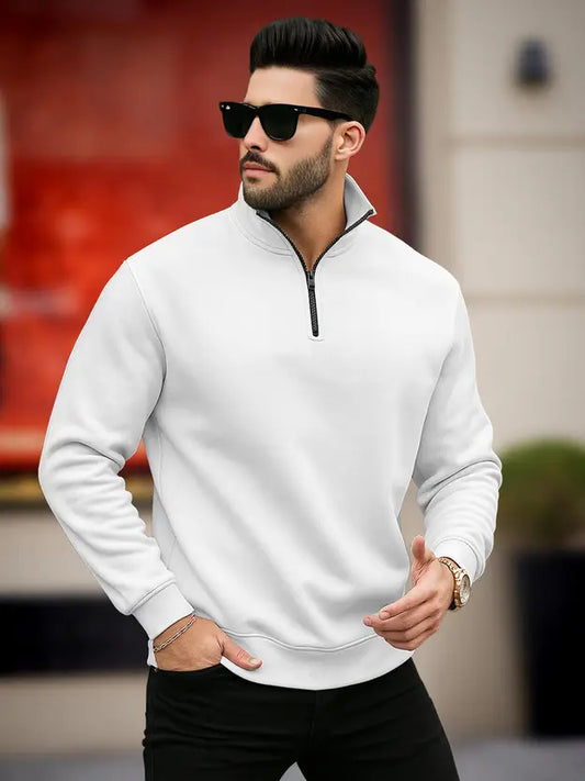 Quarter-Zip Sweatshirt | Alaric – Milk White