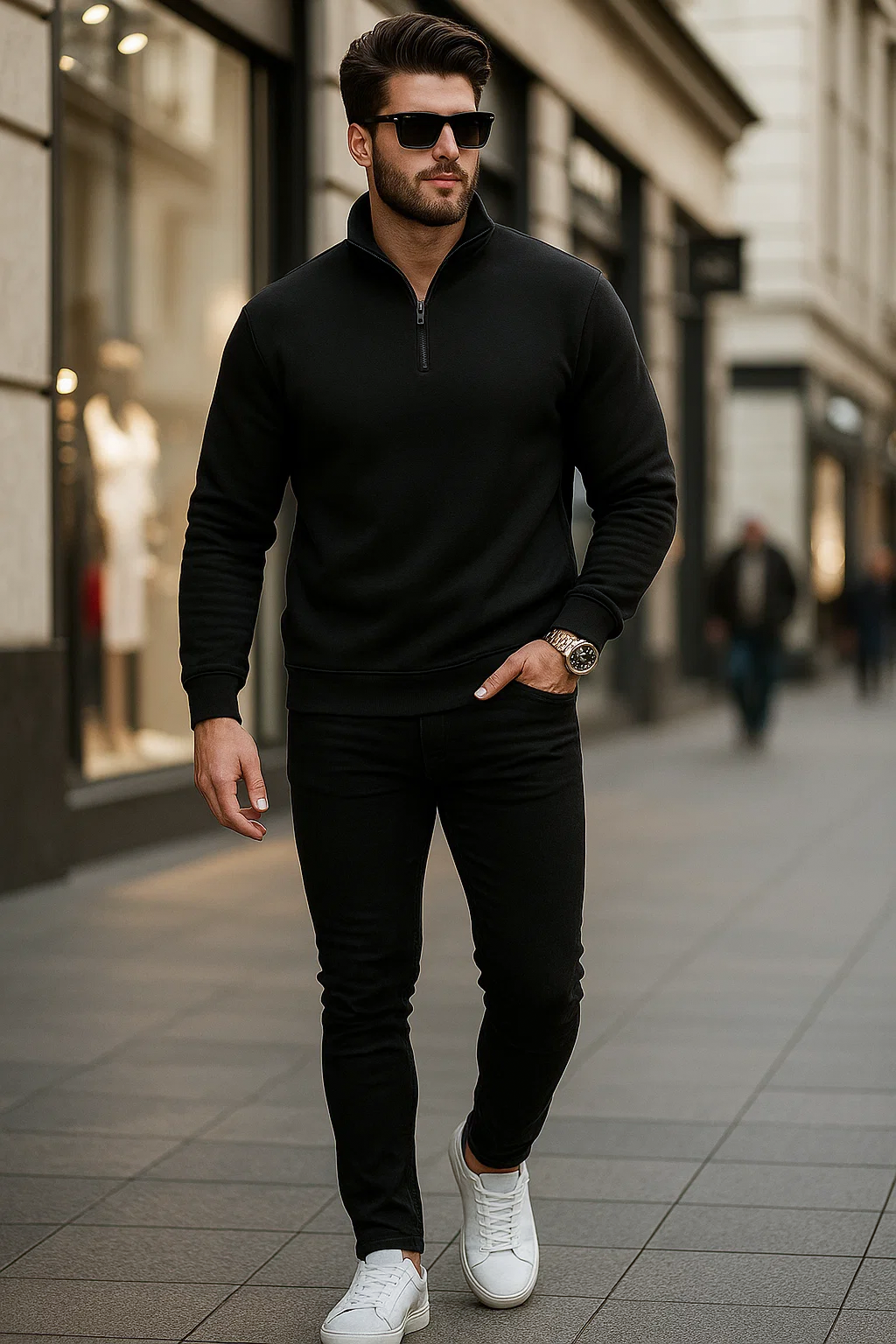 Quarter-Zip Sweatshirt | Magnus – Charcoal Black