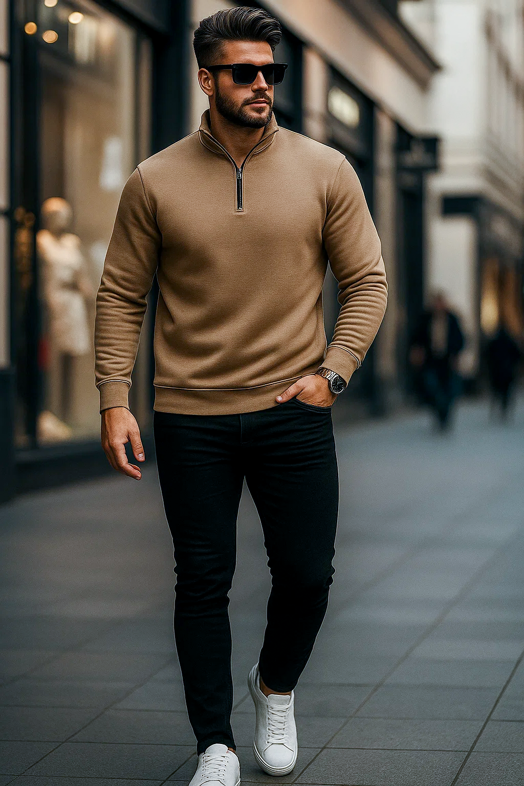 Quarter-Zip Sweatshirt | Ronan – Espresso