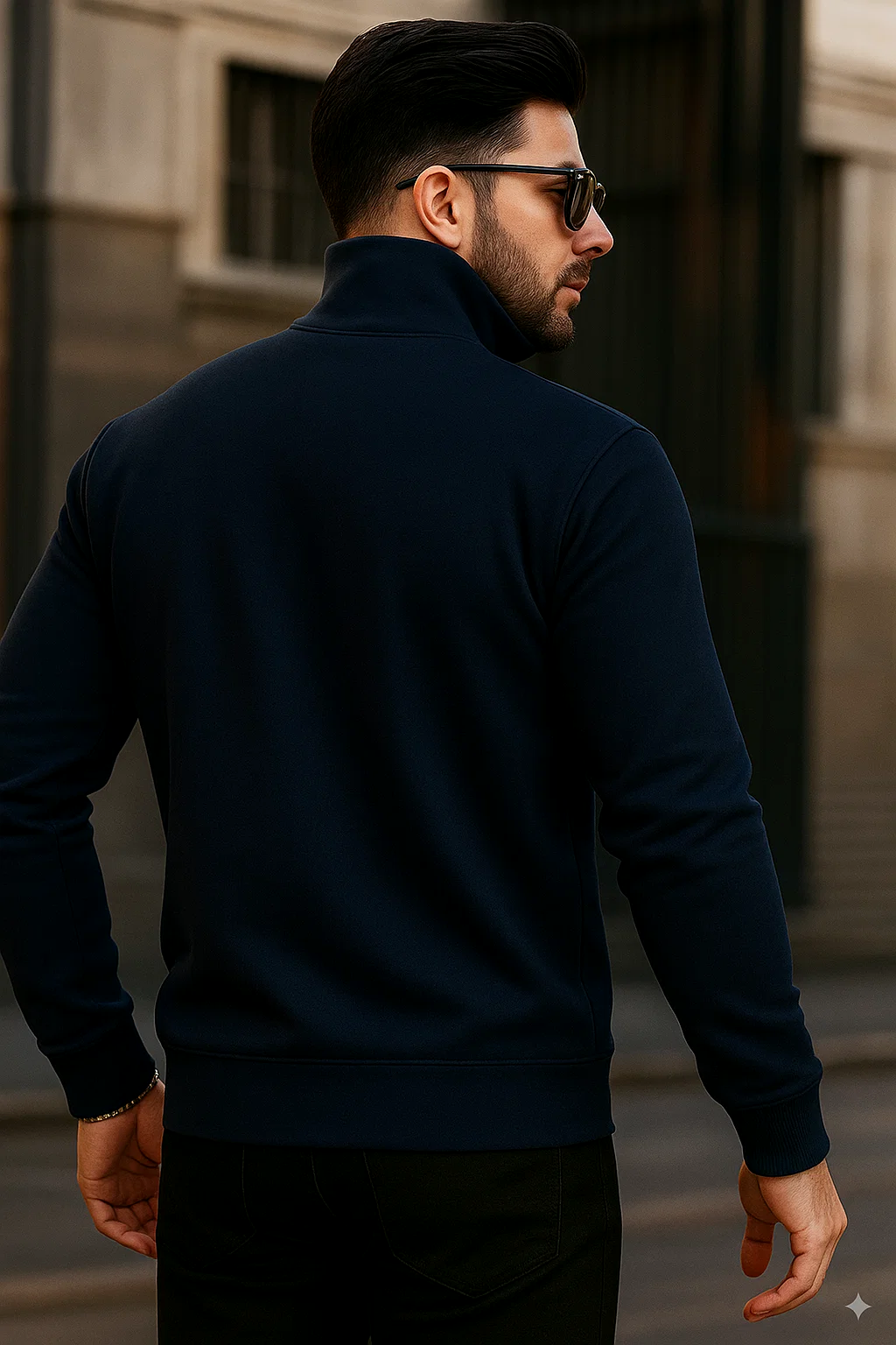 Quarter-Zip Sweatshirt | Kael – Midnight Blue
