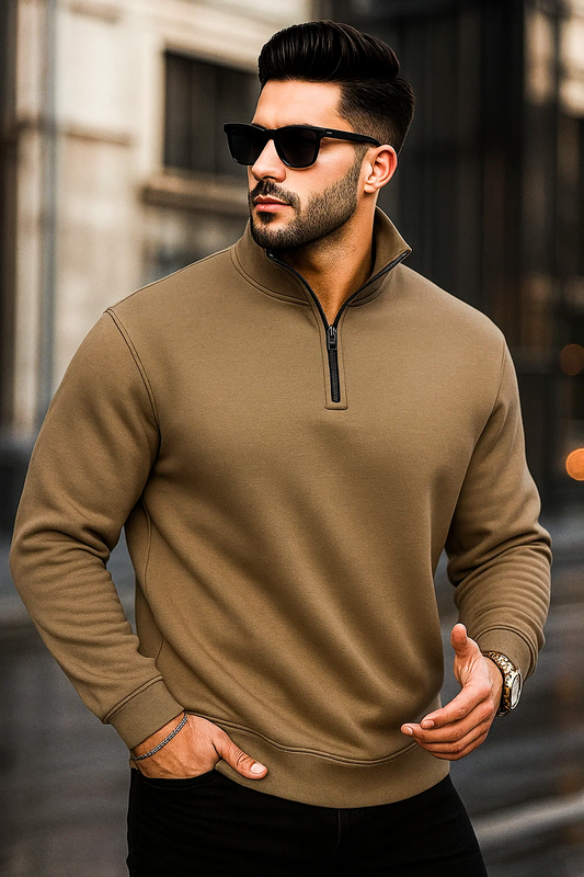 Quarter-Zip Sweatshirt | Ronan – Espresso