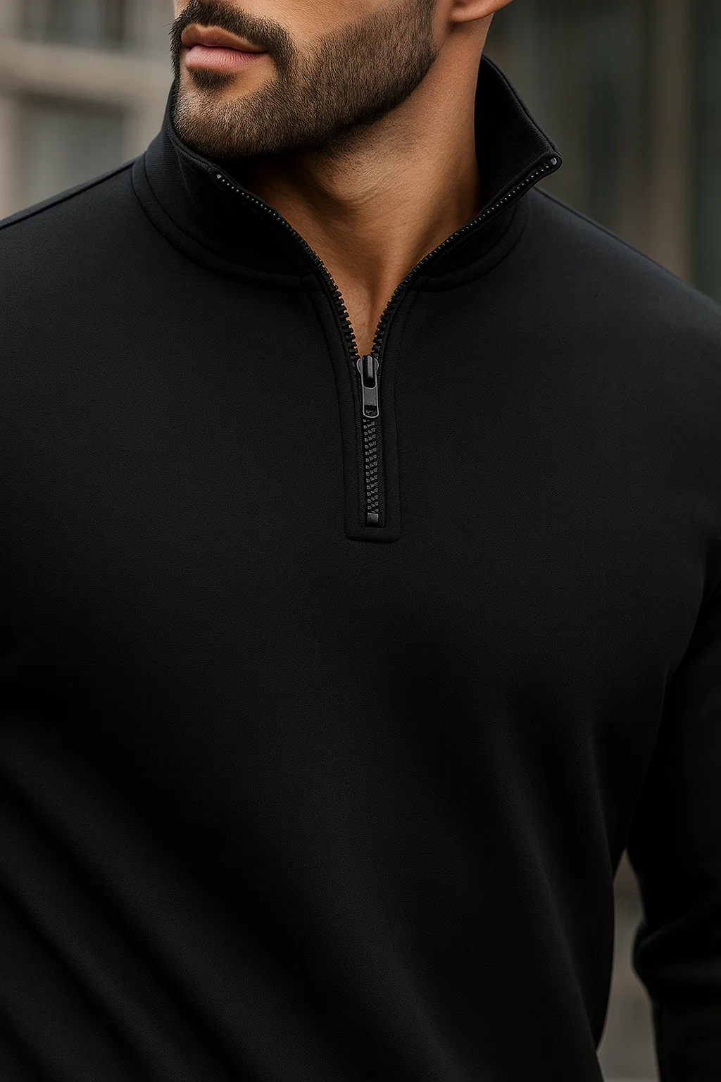Quarter-Zip Sweatshirt | Magnus – Charcoal Black