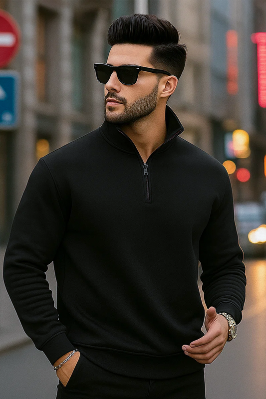 Quarter-Zip Sweatshirt | Magnus – Charcoal Black