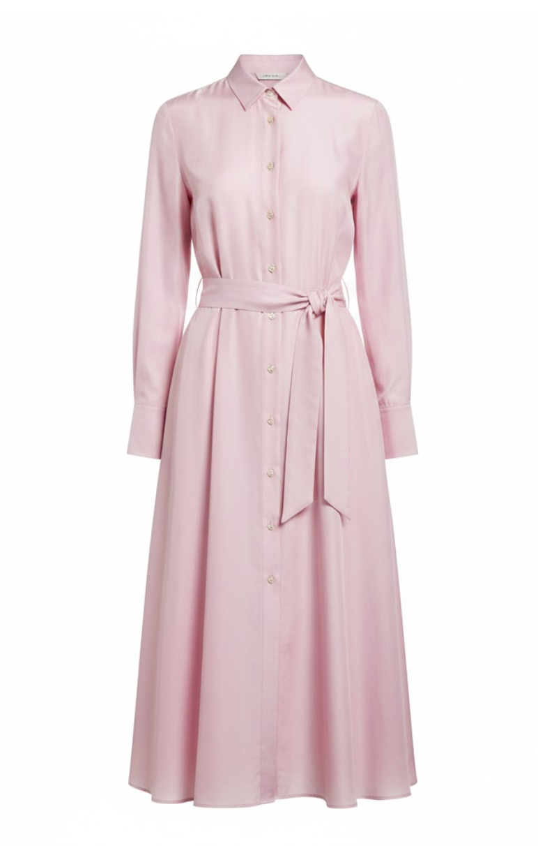 Elara – Silk Poplin Shirt Dress