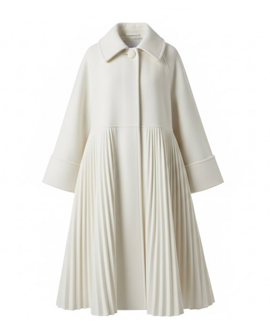 Lucerno – Pleated Wool Blend Statement Coat