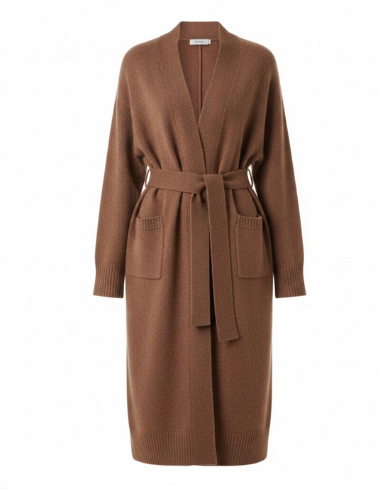 Navier – Belted Wool Cashmere Long Cardigan Coat