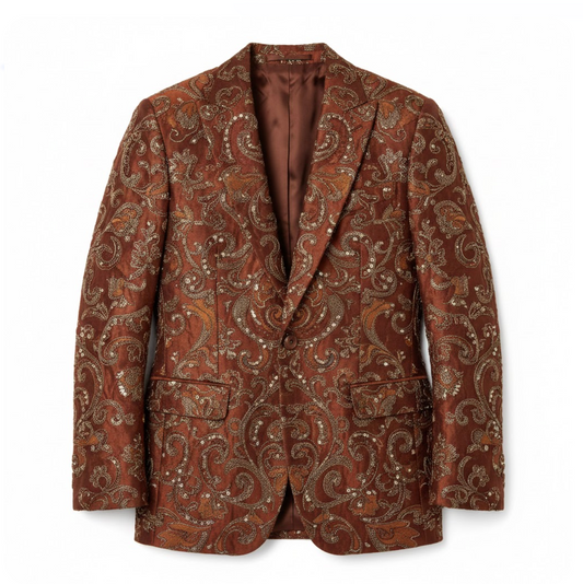 Noctyra Studio – Hand-Embroidered Silk Evening Blazer