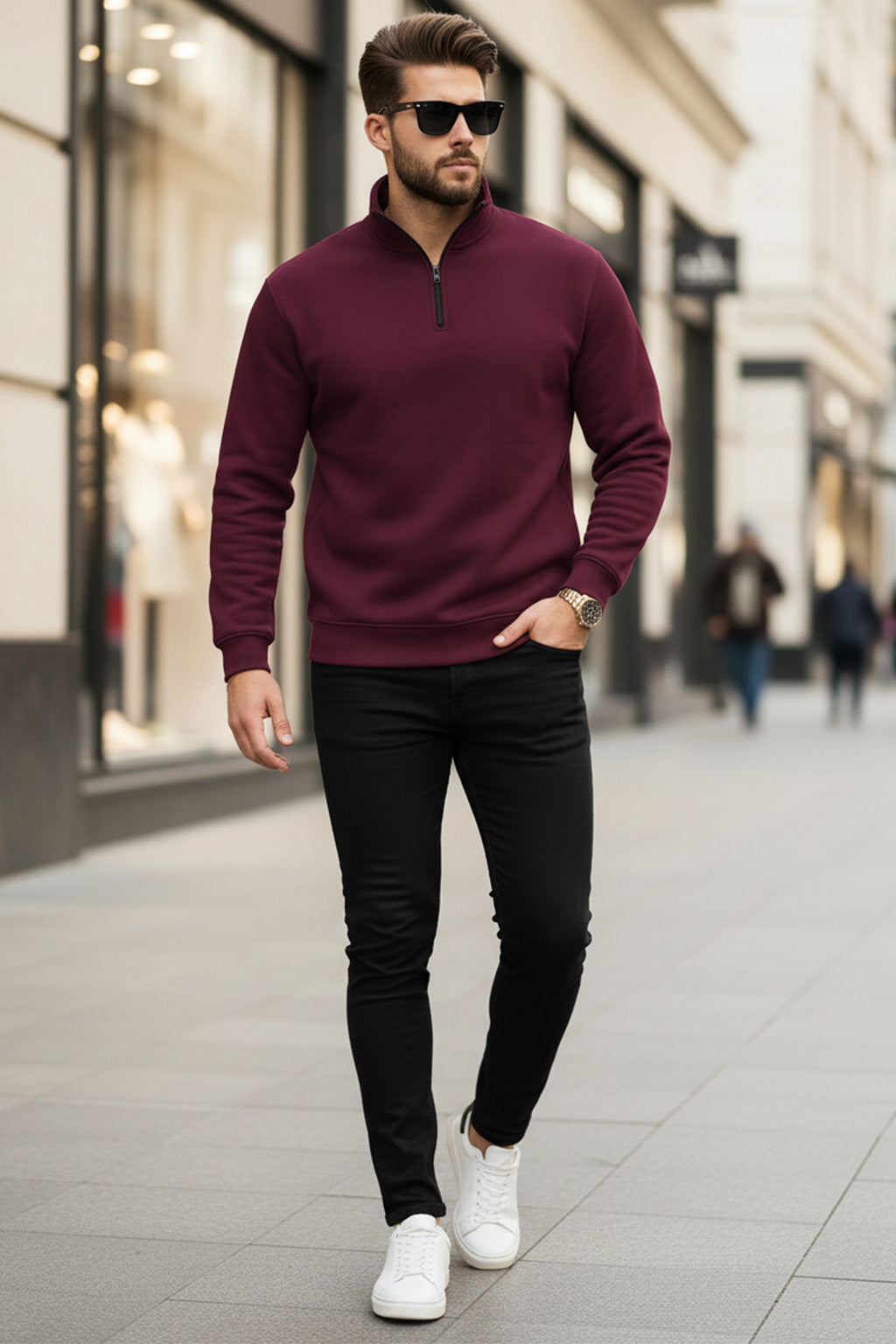 Quarter-Zip Sweatshirt | Elian – Bordeaux