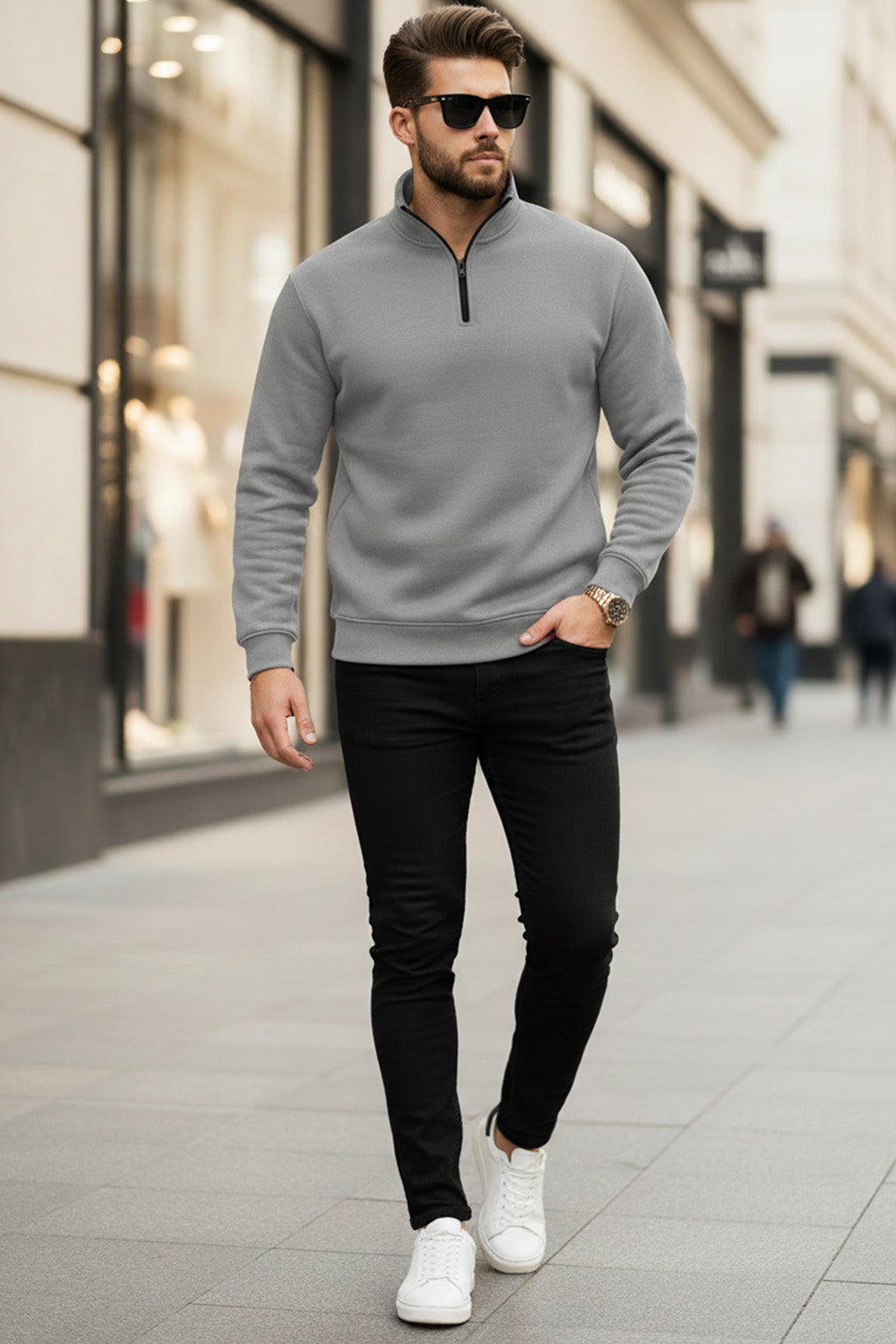 Quarter-Zip Sweatshirt | Dorian – Ash Gray