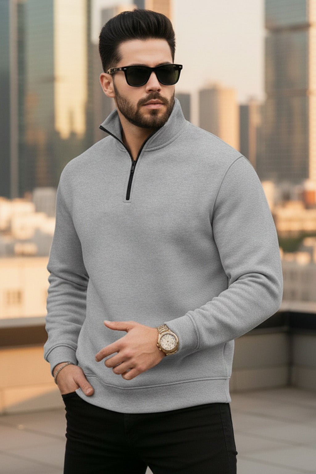 Quarter-Zip Sweatshirt | Dorian – Ash Gray