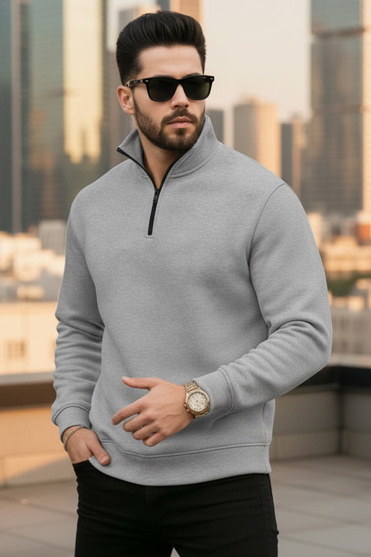 Quarter-Zip Sweatshirt | Dorian – Ash Gray