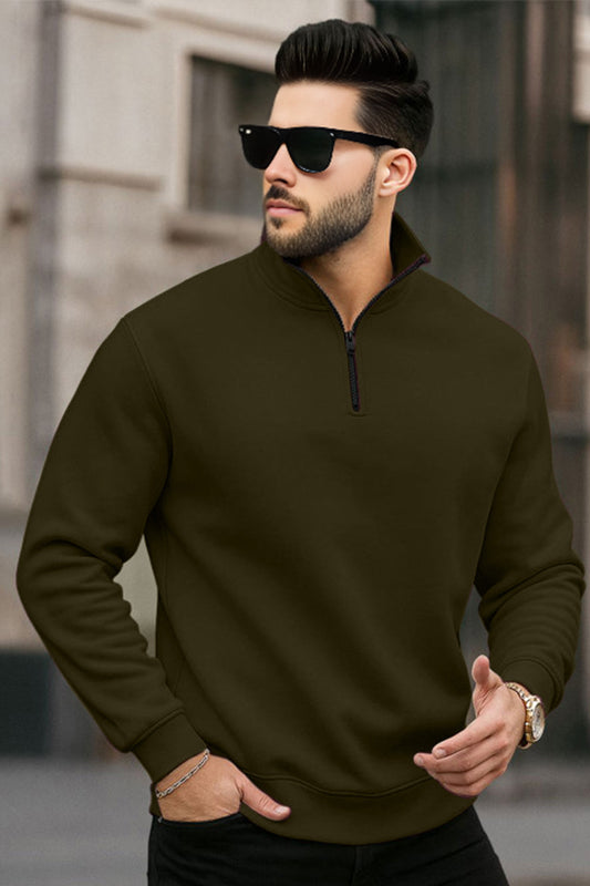 Quarter-Zip Sweatshirt | Lucian – Olive Green