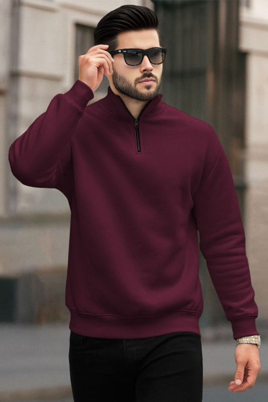 Quarter-Zip Sweatshirt | Elian – Bordeaux