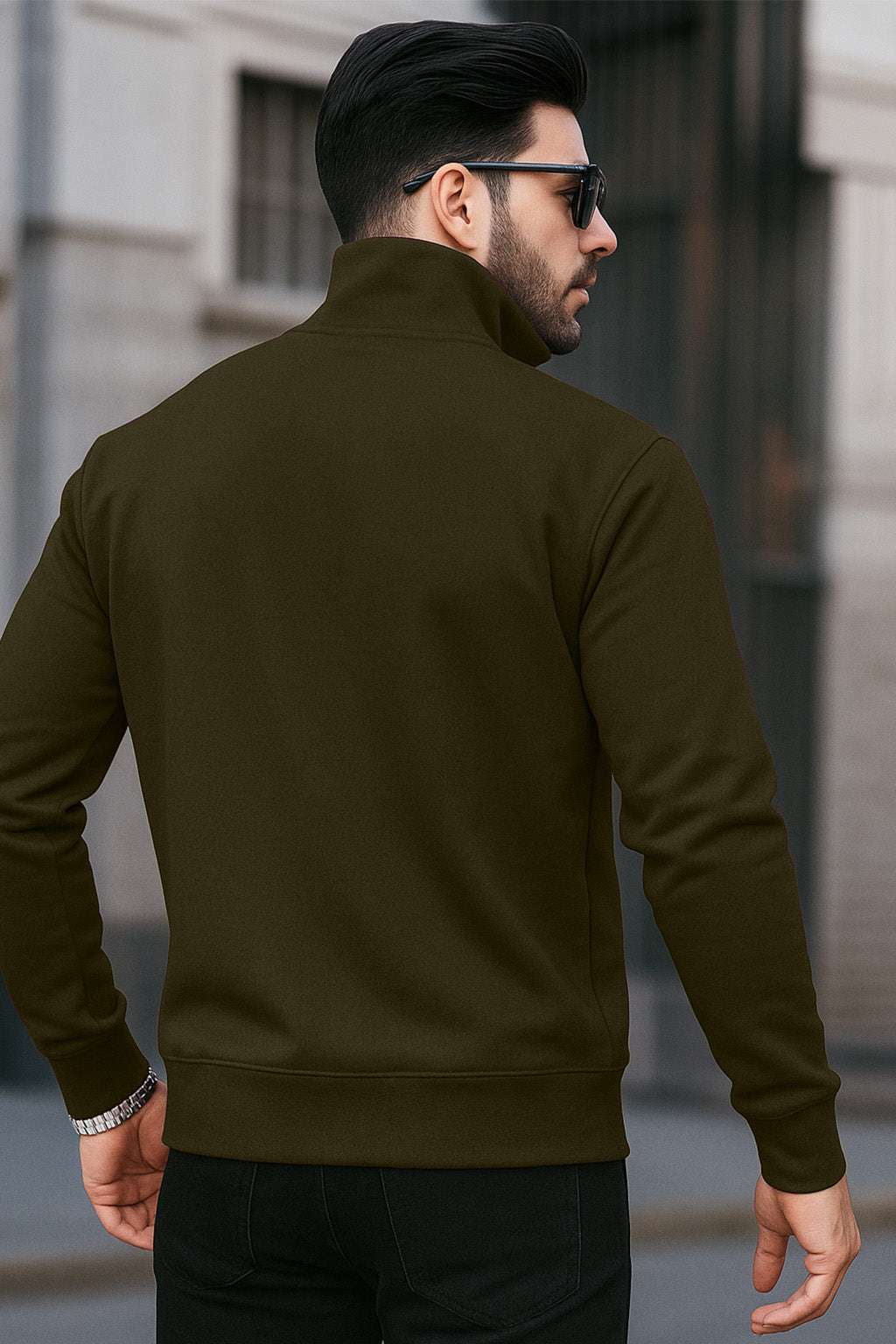 Quarter-Zip Sweatshirt | Lucian – Olive Green