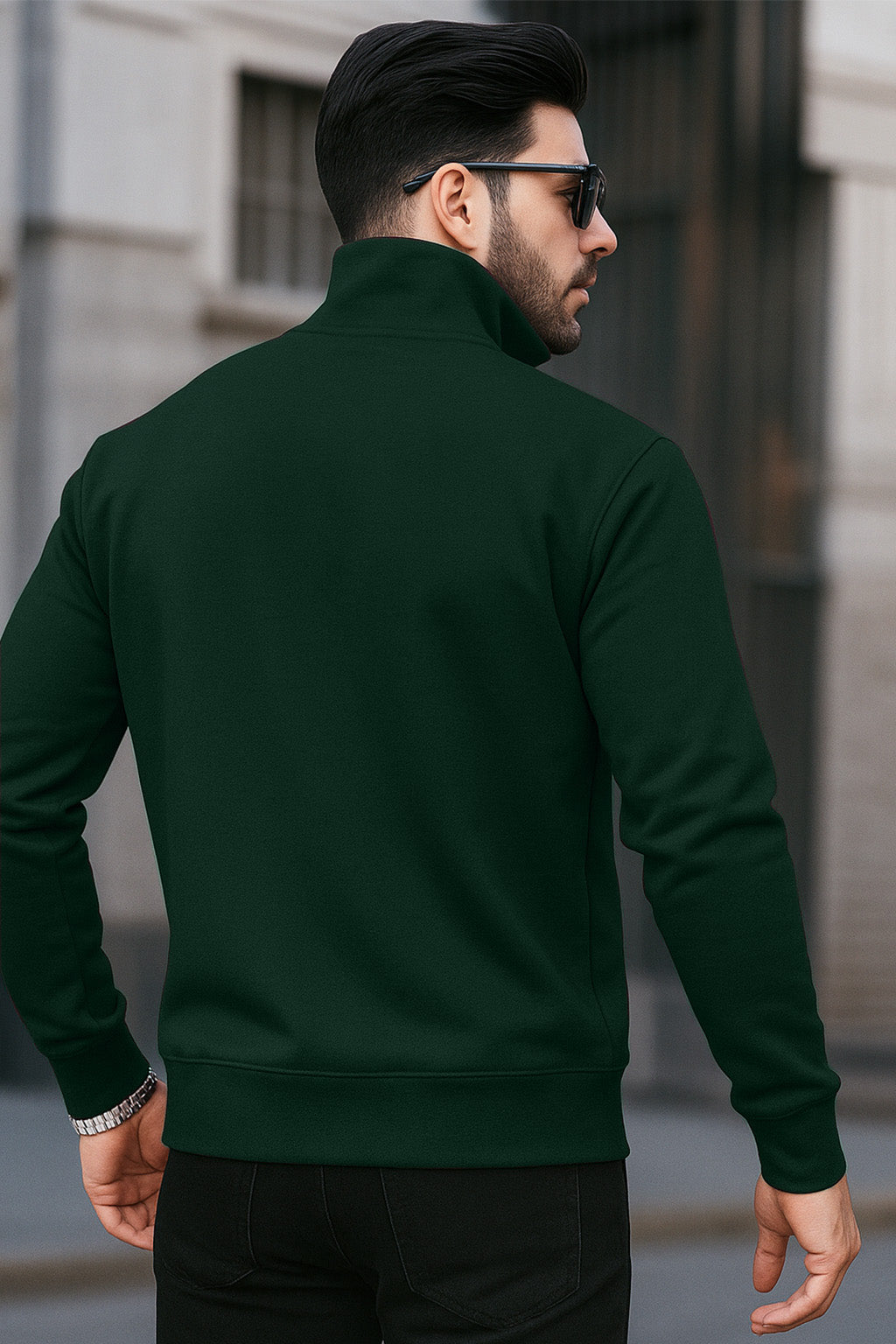 Quarter-Zip Sweatshirt | Silas – Forest Green