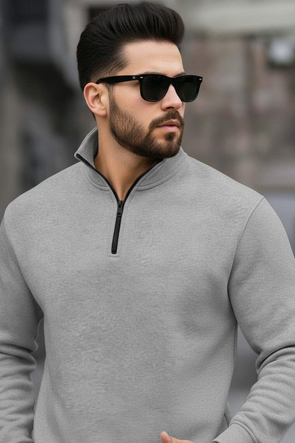 Quarter-Zip Sweatshirt | Dorian – Ash Gray