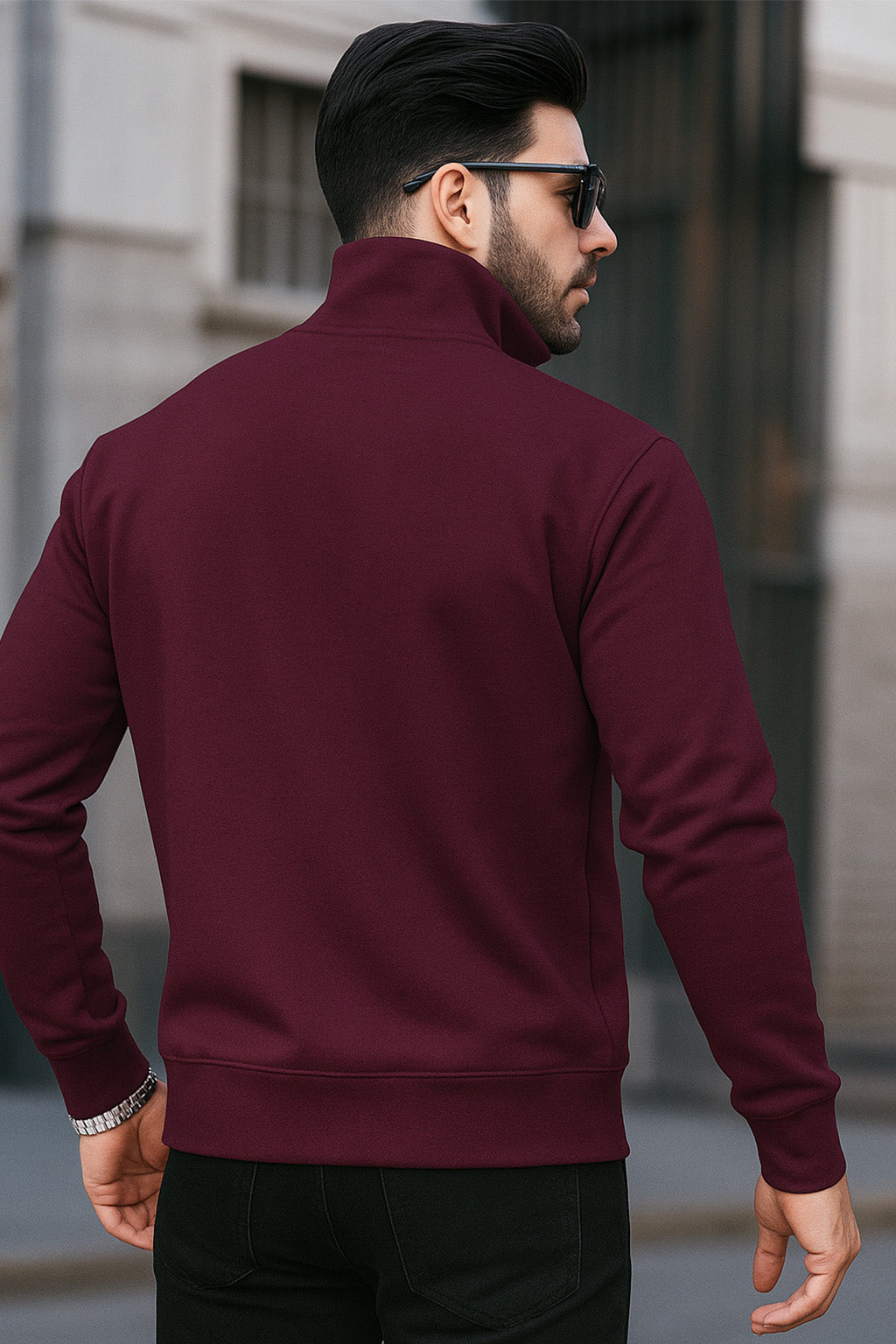 Quarter-Zip Sweatshirt | Elian – Bordeaux