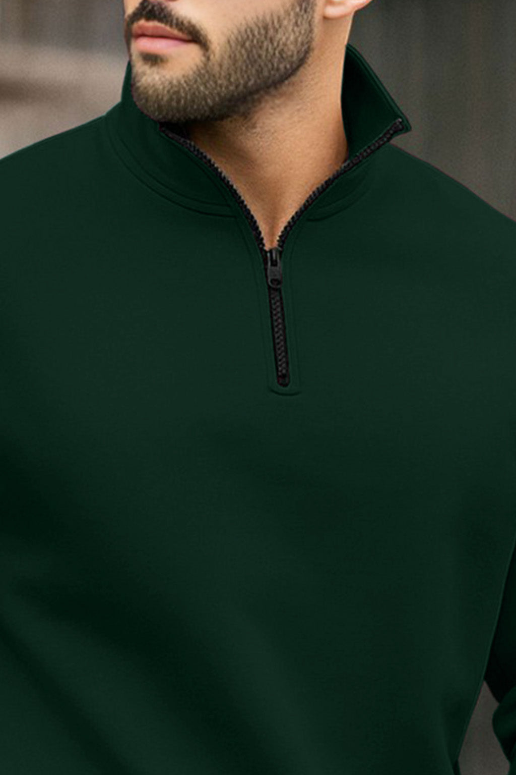 Quarter-Zip Sweatshirt | Silas – Forest Green