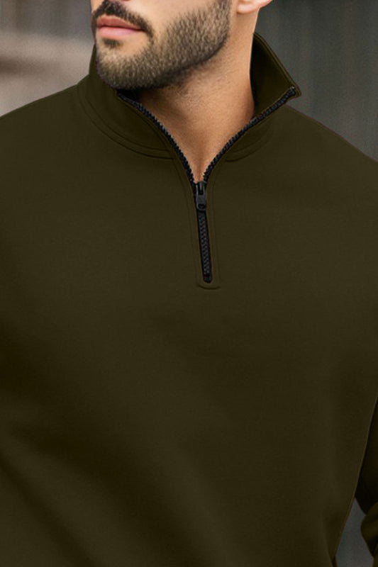 Quarter-Zip Sweatshirt | Lucian – Olive Green